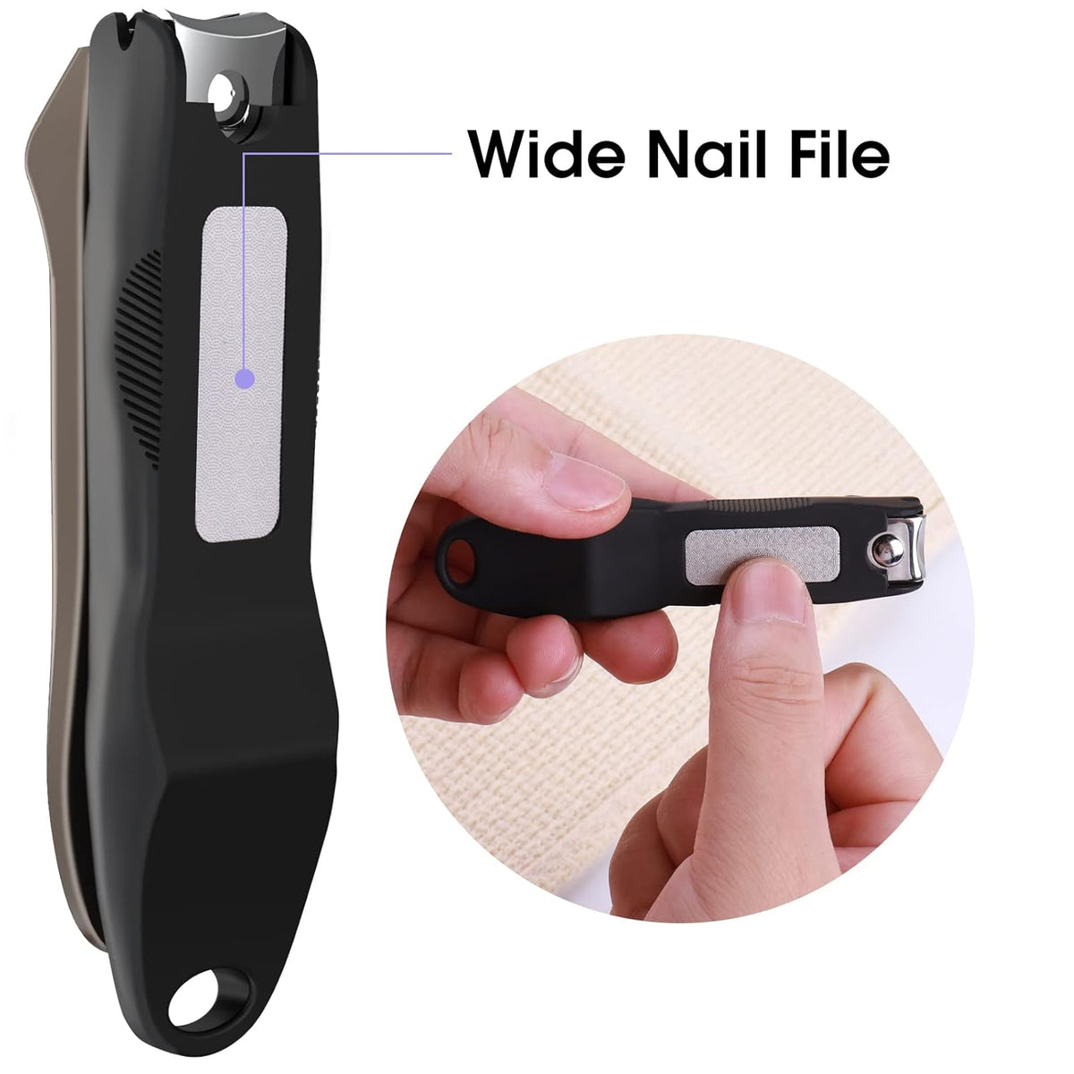 GLAMFIELDS Nail Clippers with No Splash Storage Box, Large Fingernail Toenail Clipper Detachable
