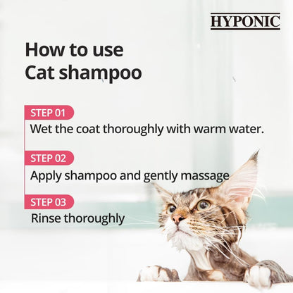 HYPONIC Hypoallergenic Premium Shampoo for All Cats (Unscented, 10.14 oz) - Fragrance Free Cat