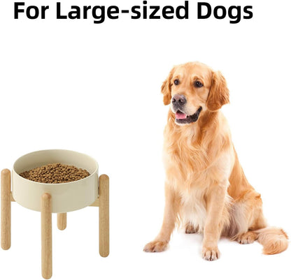 Ceramic 8.2inch Raised Dog Bowl with Stand for Large - Breed Dogs, Pet Food and Water Feeder(Single