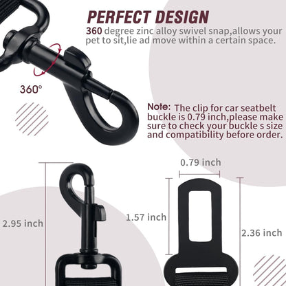 COOYOO Dog Seat Belt,3 Piece Set Retractable Dog Car Adjustable Seatbelts for Vehicle Nylon Pet