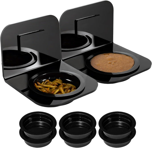 WACOOL Magnetic Reptile Ledge 2PACK, Acrylic Gecko Feeding Ledges with 6PCS Cups, Reptile Food