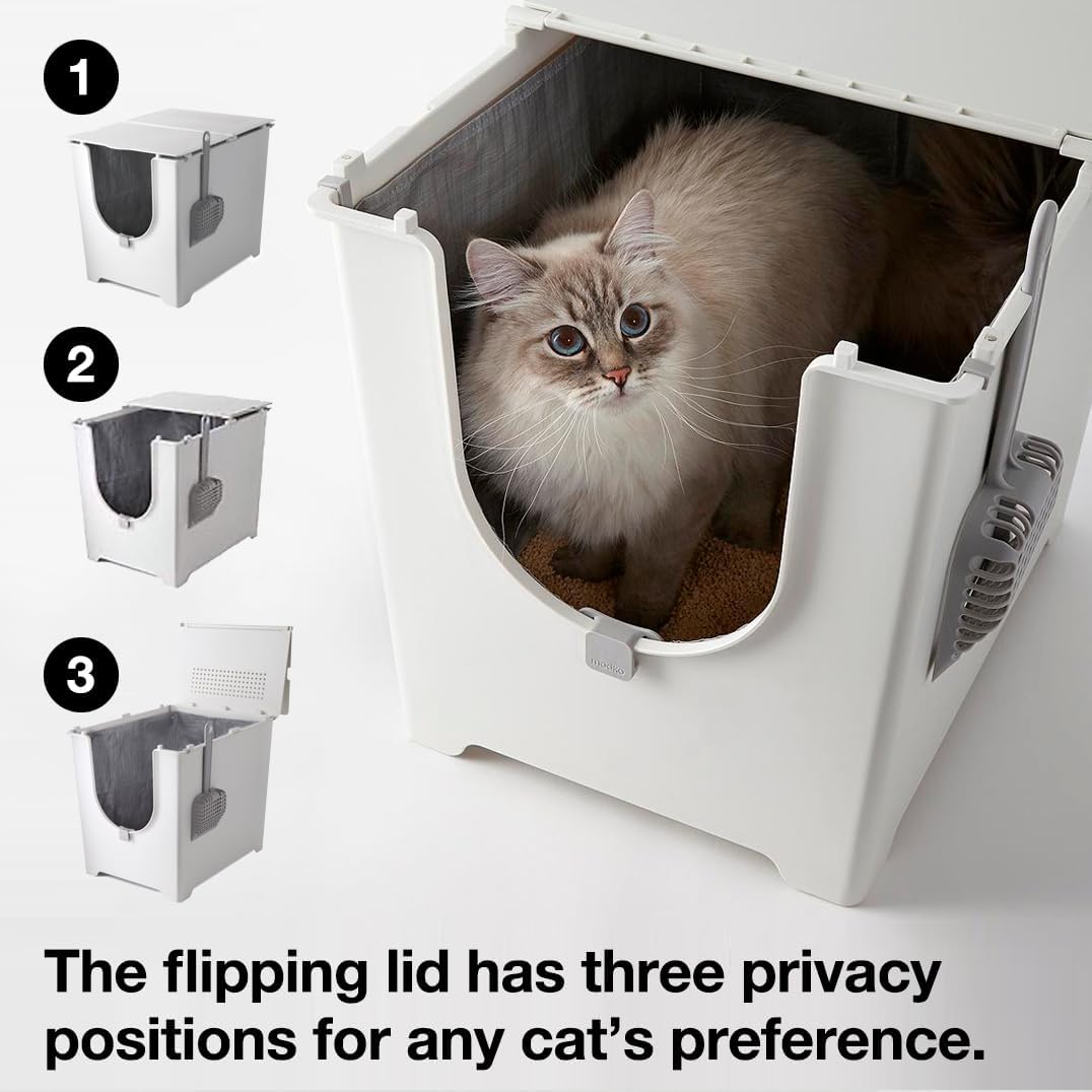 Modkat® Flip Litter Box, Front-Entry, Full Height Seamless Base, Reusable Litter Liner, Sifting