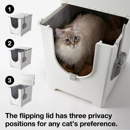 Modkat® Flip Litter Box, Front-Entry, Full Height Seamless Base, Reusable Litter Liner, Sifting