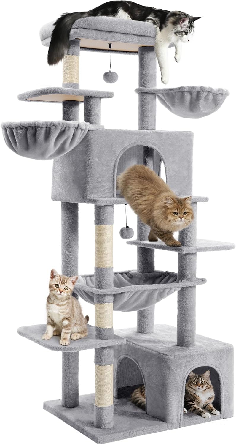Cat Tree Large Cat Tower Tree 68" Multi-Level Cat Tower for Indoor Cats with Sisal Scratching