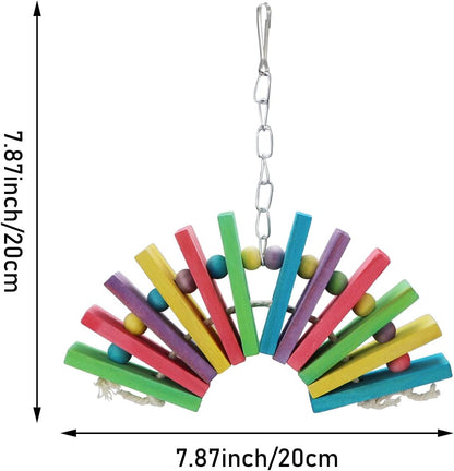 Litewoo Bird Parrot Parakeet Toys, Colorful Bite Wood Swing Toy for Small Medium Parakeet Cockatiel
