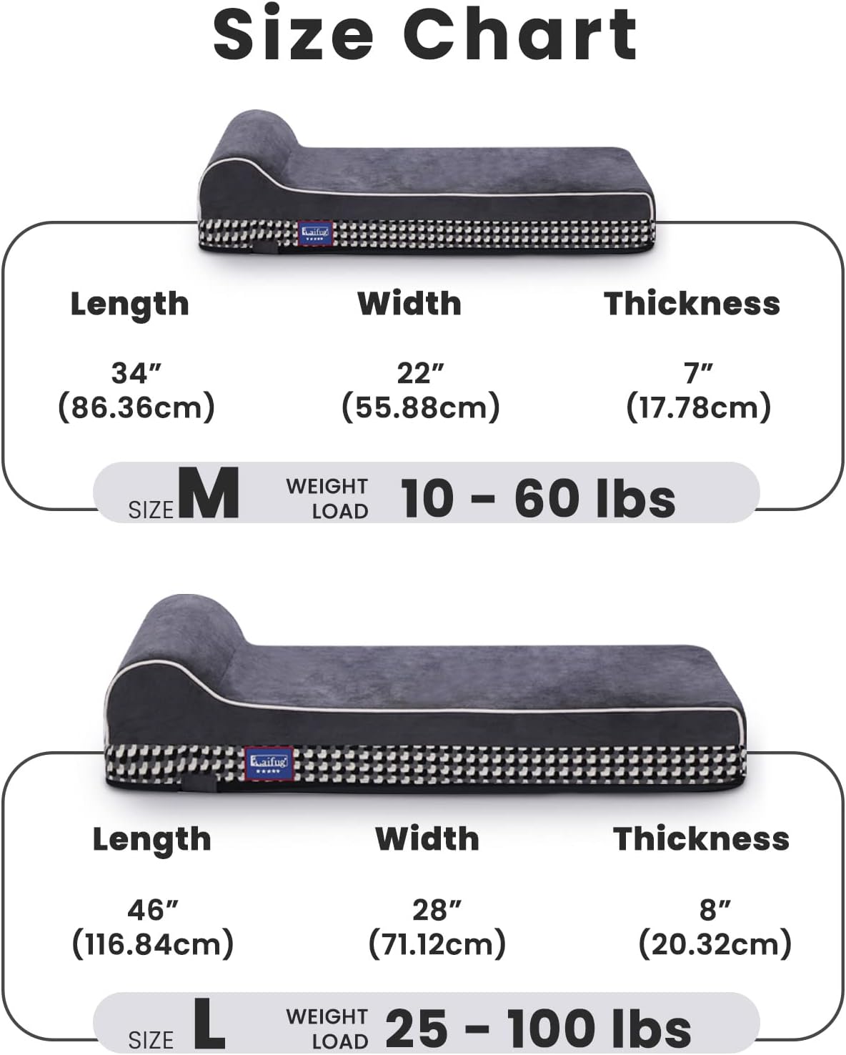 Laifug Orthopedic Memory Foam Extra Large Dog Bed with Pillow and Durable Water Proof Liner &