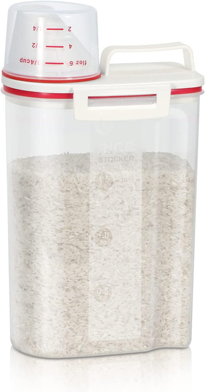 TBMax Rice Storage Container, Airtight Cereal Container Dispenser with Pourable Spout + Measuring