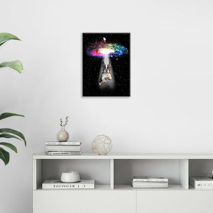 Funny Dog Wall Art Canvas Boston Terrier Wall Decor Prints Framed Painting Bulldog Galaxy Pictures