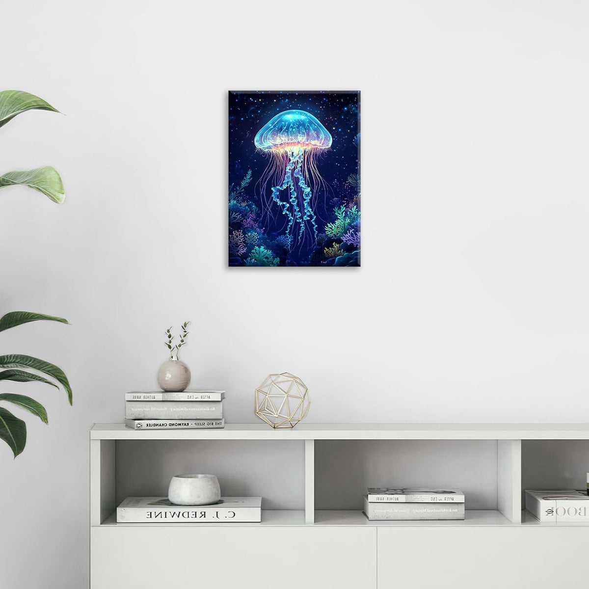 Ocean Jellyfish Wall Art Canvas Coral Fish Wall Decor Prints Framed Painting Underwater Pictures