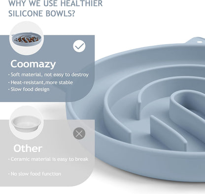 Coomazy Silicone Slow Feeder Dog Cat Bowls, Interactive Puzzle Toy for Pets Food Training, Keeps