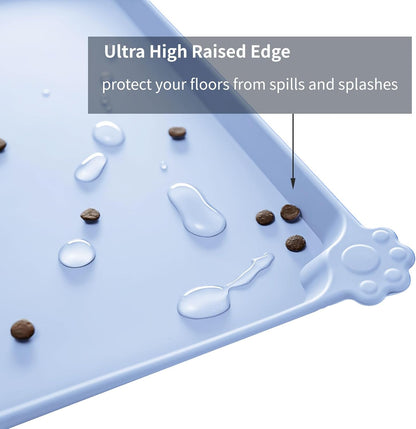 Waterproof Pet Feeding Mat with High Raised Edges, Heavier and Thicker Placemats for Cat Dog Water