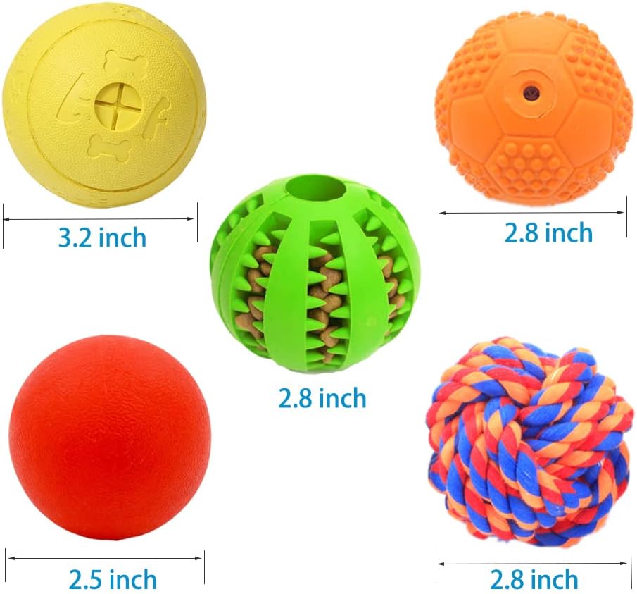 5 Different Functions Interactive Dog Puzzle Toys Balls for Medium Large Dogs, Food Treat