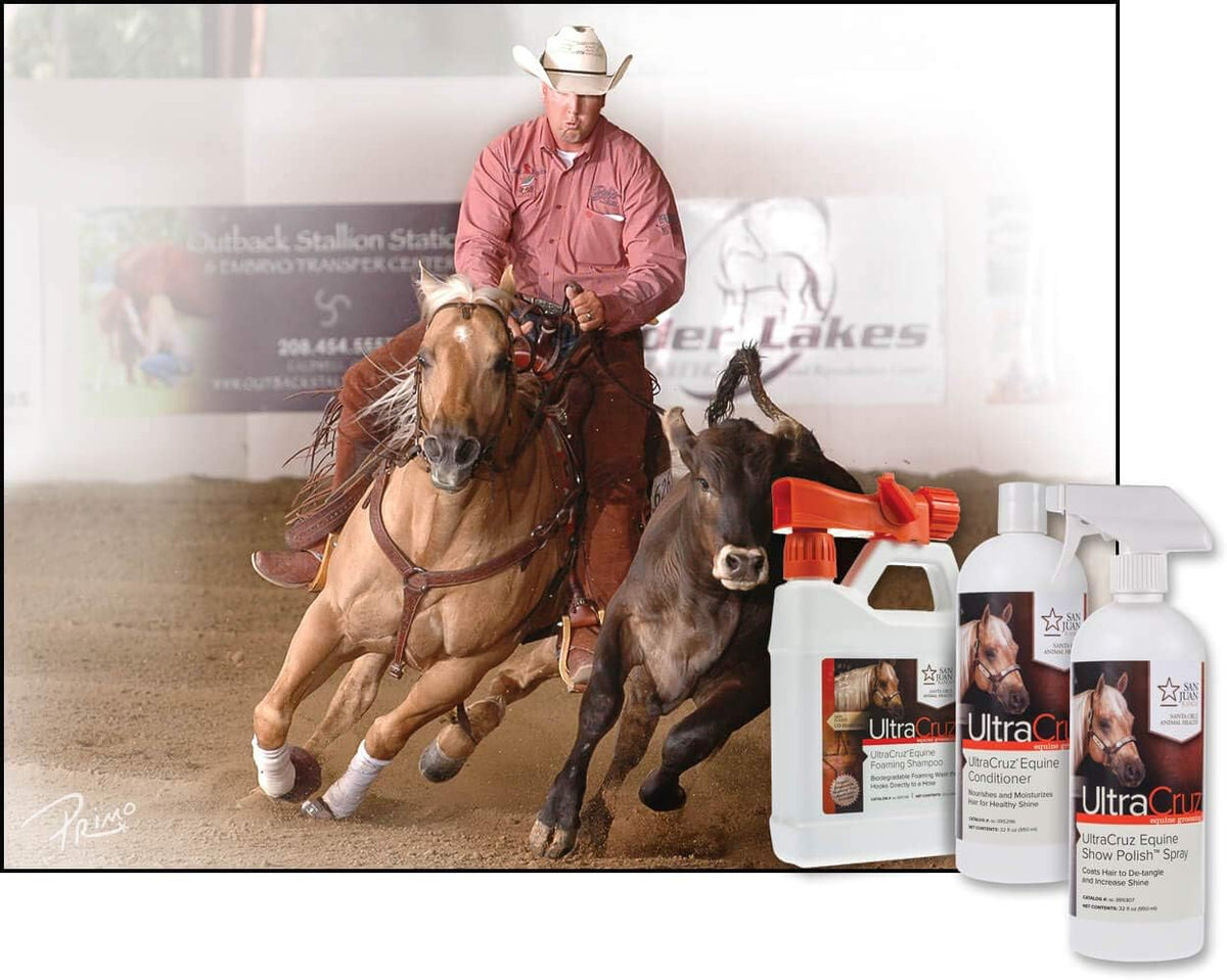 UltraCruz Equine Foaming Horse Shampoo with Travel Applicator, Conditioner and Show Polish Spray