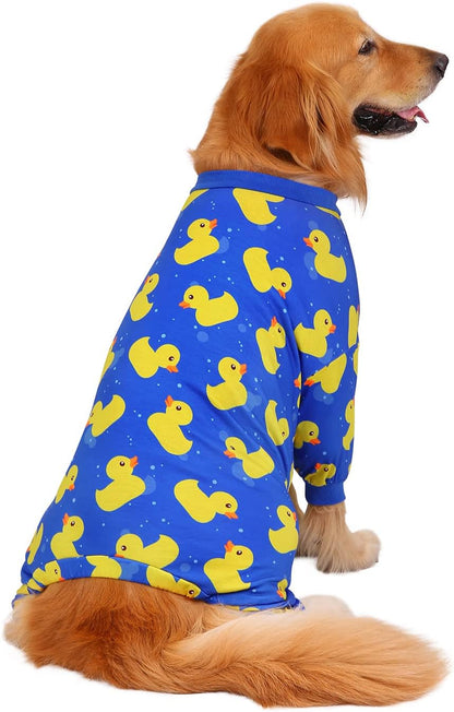 HDE Dog Pajamas One Piece Jammies Jumpsuit Pet Clothes Outfit Stretchy Lightweight Comfy Shirt Pjs