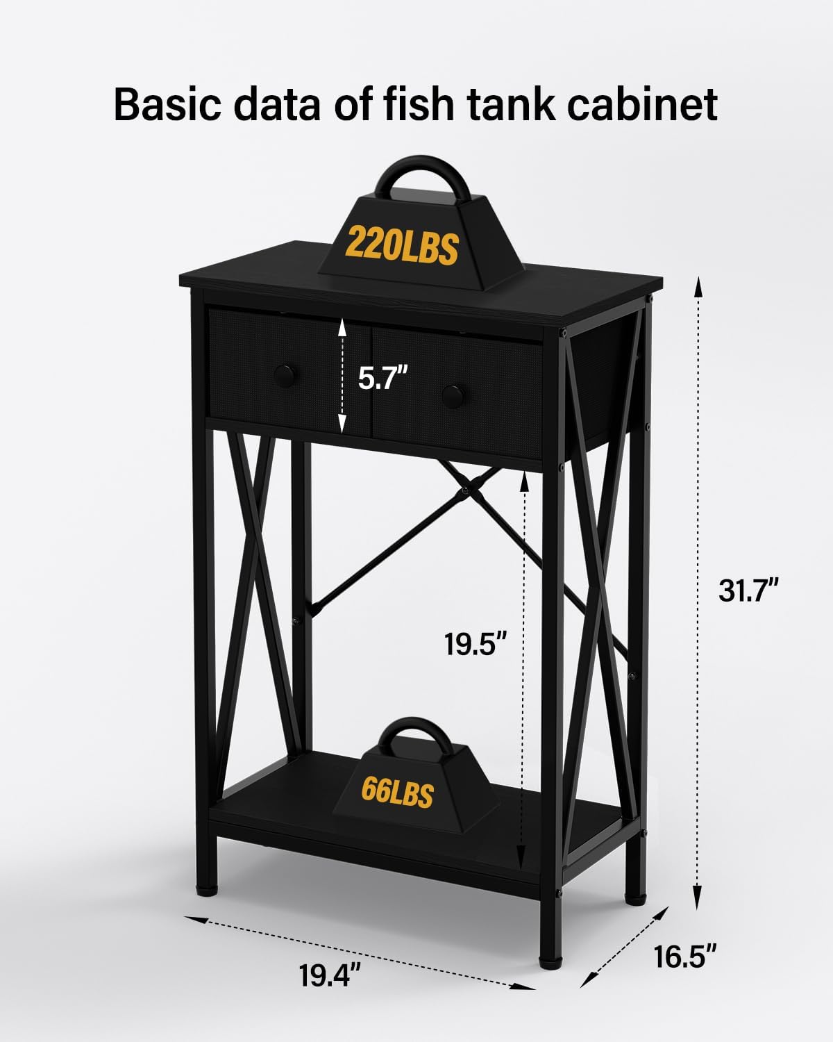 Fish Tank Stand for 5-10 Gallon Fish Tank: Aquarium Stand with Power Outlet - Metal 10 Gallon Tank