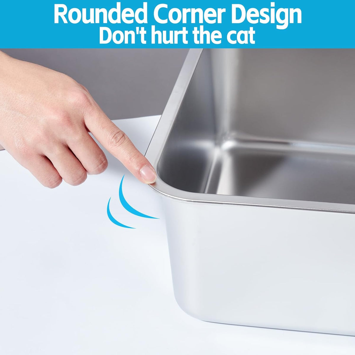 Stainless Steel Litter Box 2 Pack，Metal Litter Box Easy to Clean,Cat Litterbox Supplies for Kitten