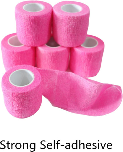 6 Pack 2" x 5 Yards Self Adhesive Bandage Wrap Breathable Cohesive Vet Wrap for Pets, Elastic