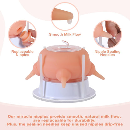 Nursing Nipple Puppy Feeders for Multiple Puppies, 200ml Food-Grade Silicone with 4 Adjustable