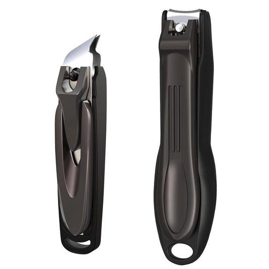 GLAMFIELDS Nail Clipper with Catcher, Large Fingernail Toenail Clipper,Slanted Edge Nail Clippers