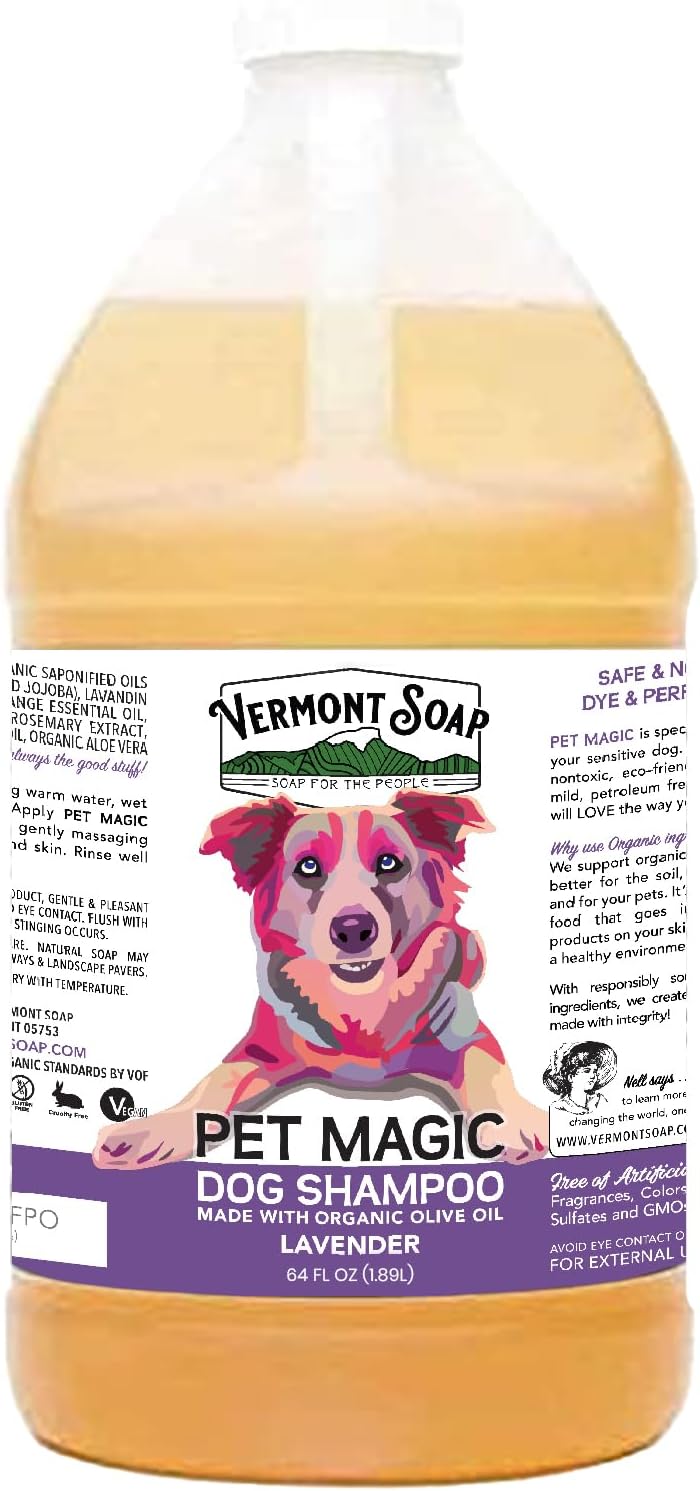 VERMONT SOAP Organics Pet Shampoo - Infused with Organic & Natural Olive Oil, Coconut & Aloe Vera