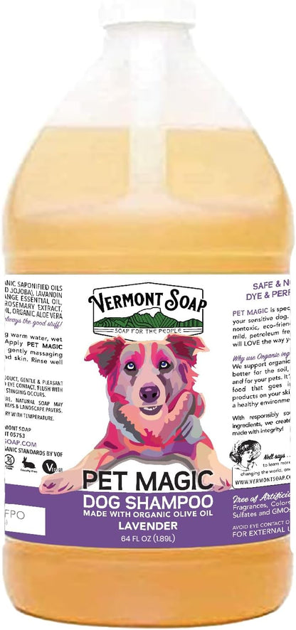 VERMONT SOAP Organics Pet Shampoo - Infused with Organic & Natural Olive Oil, Coconut & Aloe Vera