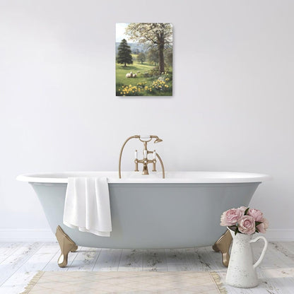 Country Sheep Canvas Wall Decor Farmhouse Rustic Lamb Wildflower Wall Art Nature Countryside