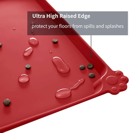 Waterproof Pet Feeding Mat with High Raised Edges, Heavier and Thicker Placemats for Cat Dog Water