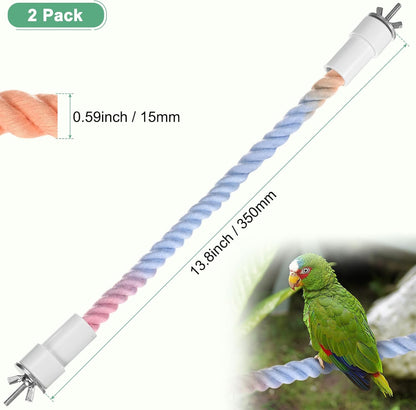 2-Pack Rope Perches for Bird Cages, 13.8 in Length Comfort Grip Flexible Rope Perch Beak & Paw