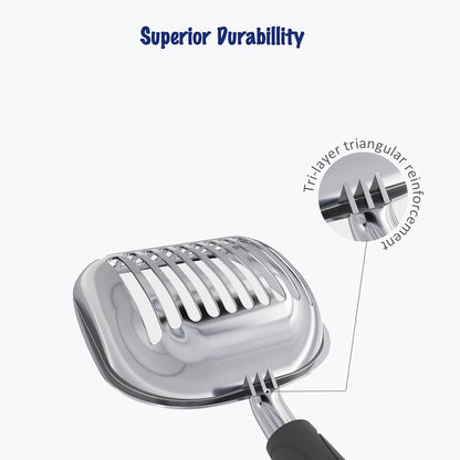 WePet Cat Litter Scoop, Aluminum Alloy Sifter, Kitty Metal Scooper, Deep Shovel, Long Handle, Poop
