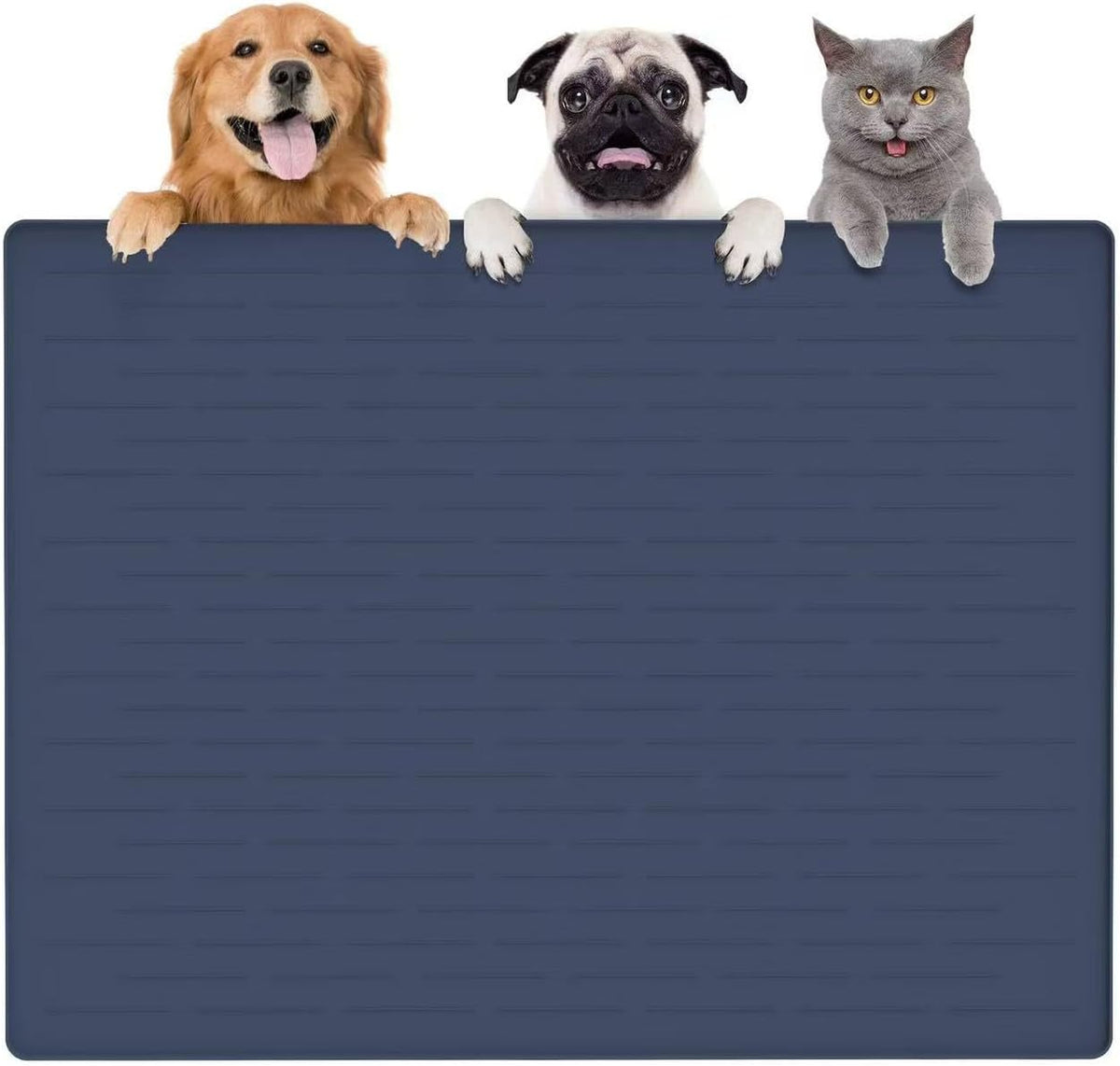 Large Dog Mats for Food and Water, 40"x30" Waterproof Pet Food Mats for Floor Nonslip Silicone Bowl