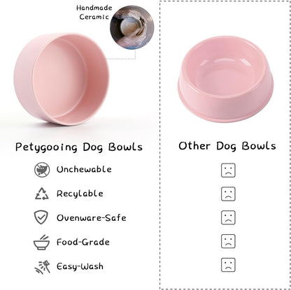 Petygooing Pink Elevated/Raised Ceramic Dog Bowl for Medium and Large Breeds, Dog Food Water Dish