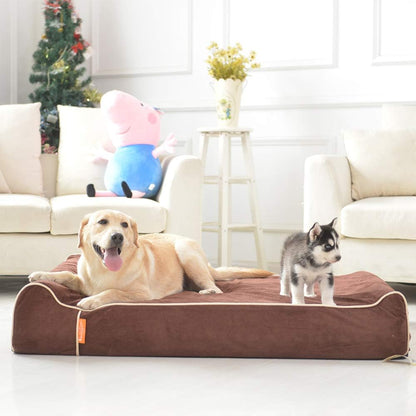Laifug Orthopedic Memory Foam Extra Large Dog Bed Pillow(50"x36"x10", Chocolate) Durable Water