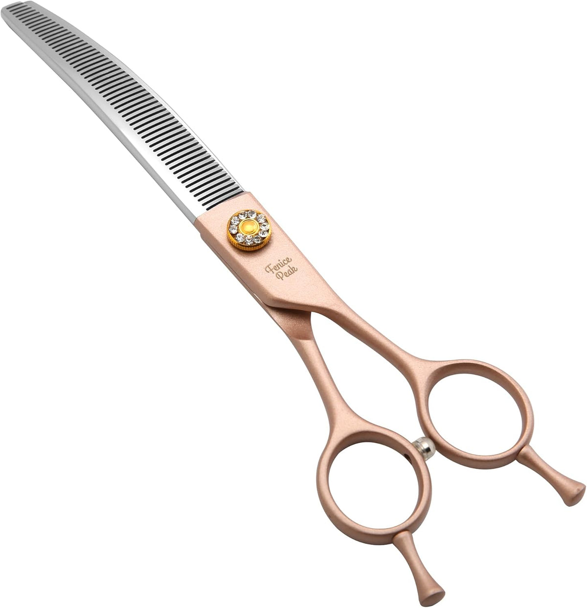 Fenice Peak Professional Curved Thinner Dog Grooming Scissors 7.0'' Rose Gold Thinning Shears