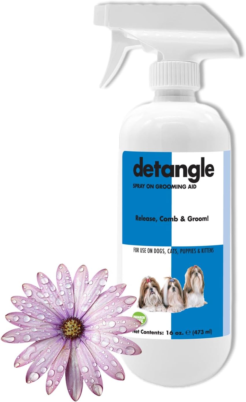 Detangle Pet Spray for Dogs, Cats, Puppies and Kittens 16 oz. | Leave-in Conditioner, Dog and Cat