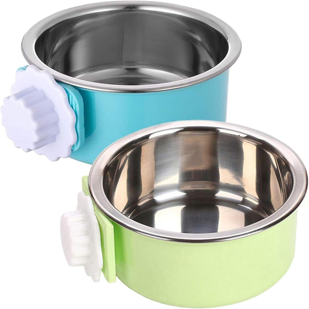 kathson Crate Dog Bowl, Removable Stainless Steel Hanging Pet Kennel Cage Bowl Food & Water Feeder