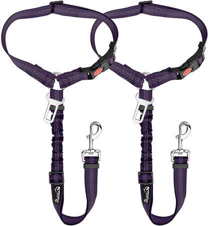 SlowTon Dog Seat Belt for Car, 2 Pack Dog Car Harness Seatbelt Adjustable with Elastic Bungee