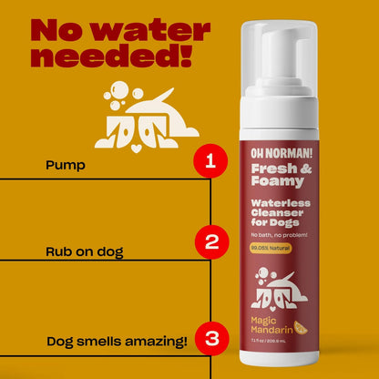 OH NORMAN! Hypoallergenic Magic Mandarin Scent Fresh and Foamy Dry Shampoo for Dogs by Kaley Cuoco