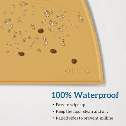 OHMO - Cat Food Mat, Silicone Pet Feeding Mat for Floor Non-Skid Waterproof Dog Water Bowl Tray