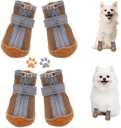 Dog Shoes for Small Dogs, Puppy Dog Boots & Paw Protector for Winter Snow Day, Summer Hot Pavement