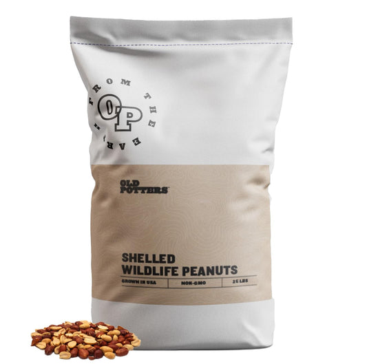 Old Potters Wildlife Shelled Peanuts, 25 lbs for Birds, Squirrels, and Wildlife. USA Grown Non-GMO