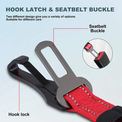 IOKHEIRA Dog Seat Belt 3-in-1 Car Harness for Dogs Adjustable Safety Seatbelt for Car Durable Nylon