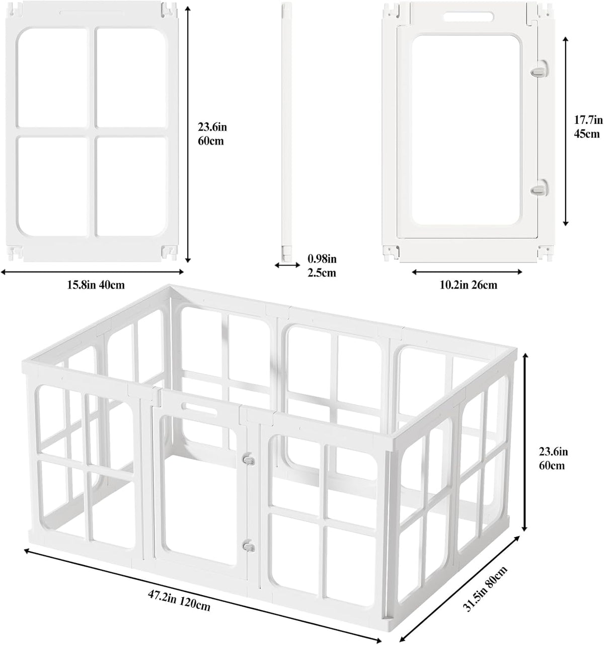 Clear Acrylic Dog Playpen with Door, for Puppy Cat Rabbit Transparent Pet Pen, Dog Playpen Indoor