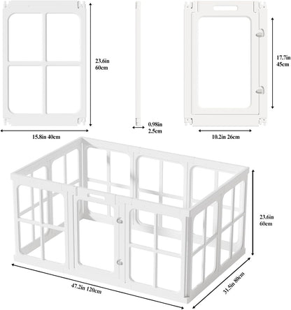 Clear Acrylic Dog Playpen with Door, for Puppy Cat Rabbit Transparent Pet Pen, Dog Playpen Indoor