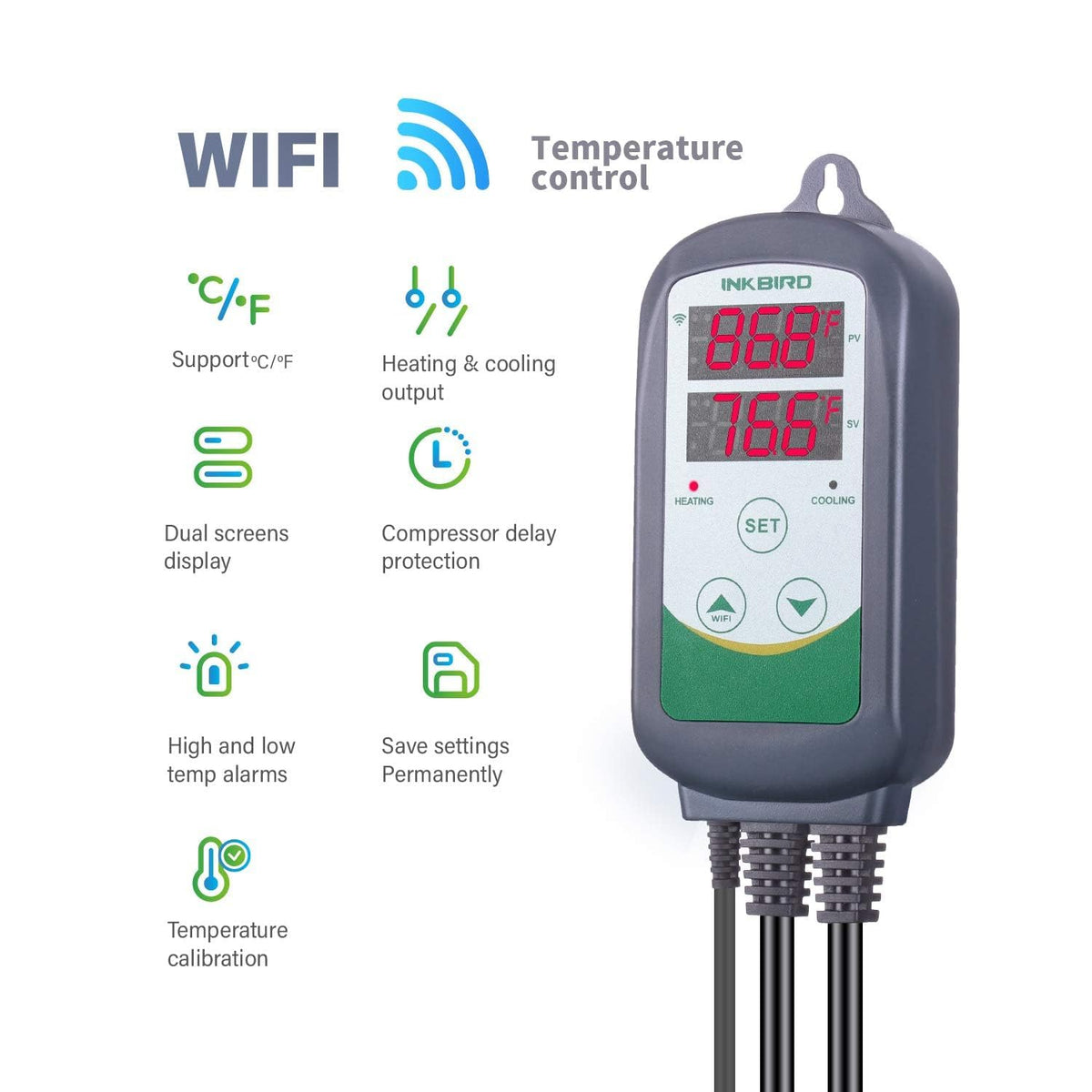 Inkbird WiFi ITC-308 Digital Temperature Controller Thermostat Remote Monitoring Controlling Home