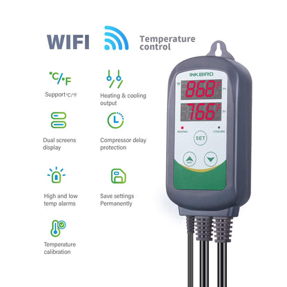 Inkbird WiFi ITC-308 Digital Temperature Controller Thermostat Remote Monitoring Controlling Home