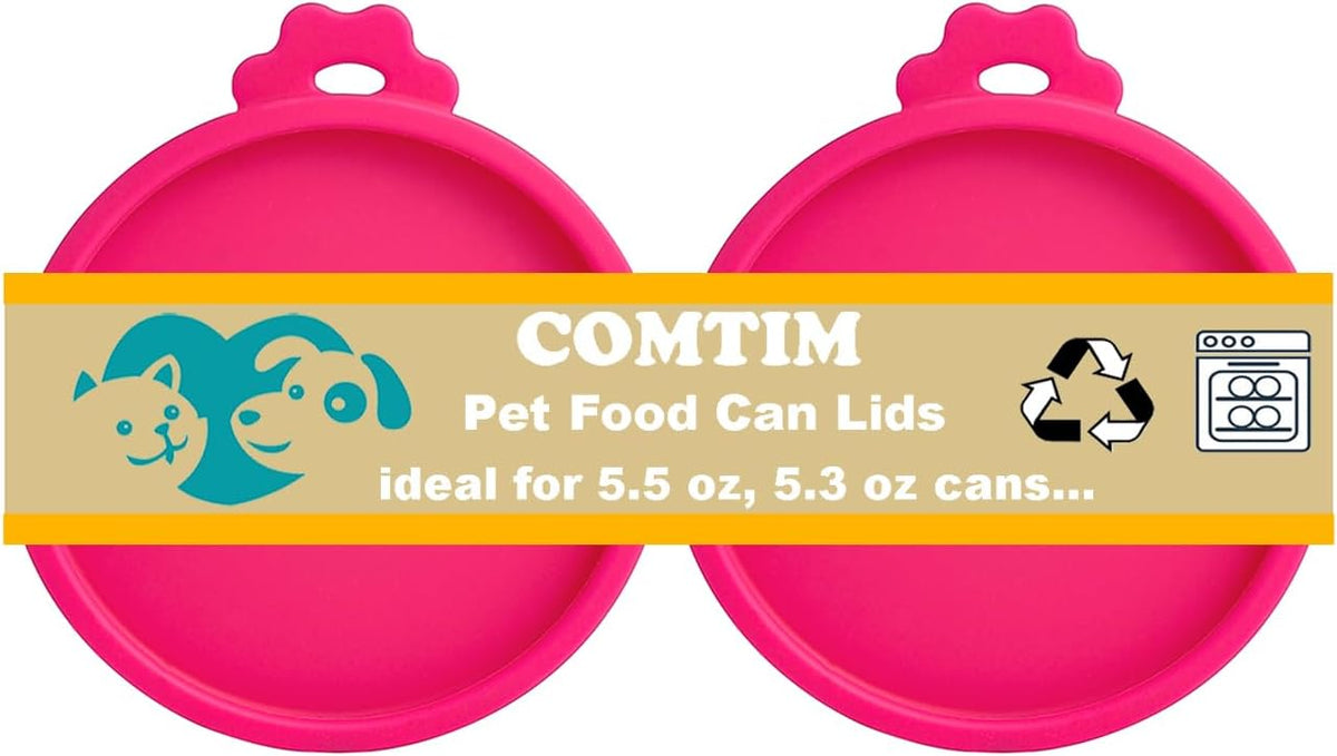 COMTIM Cat Food Can Covers Lids for 5.5 oz Cans, 2 Pack Silicone Cat Food Can Lids for 5.5 oz 5.3
