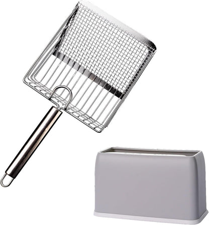 Cat Litter Scoop, Metal Scooper, Deep Shovel, Ergonomic Handle, Kitten Poop Sifting, Durable, Heavy