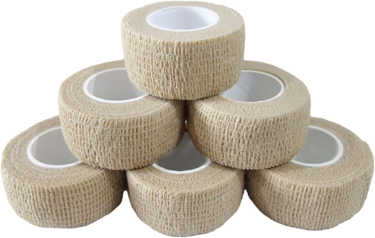 6 Pack 1" x 5 Yards Self Adhesive Bandage Wrap Breathable Cohesive Vet Wrap for Pets, Elastic