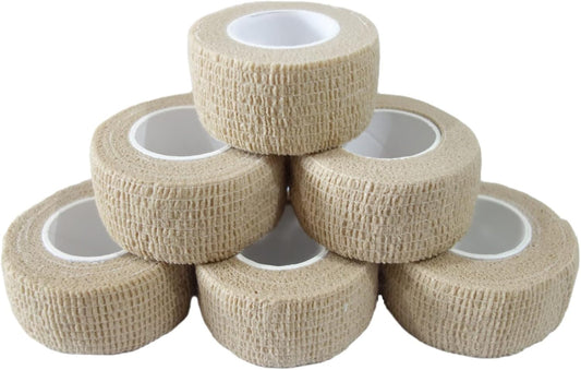 6 Pack 1" x 5 Yards Self Adhesive Bandage Wrap Breathable Cohesive Vet Wrap for Pets, Elastic