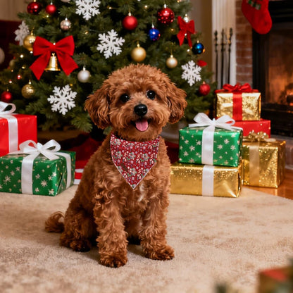 lionet paws Christmas Dog Bandana,Christmas Gingerbread Man Fabric Dogs Kerchief for Medium Large